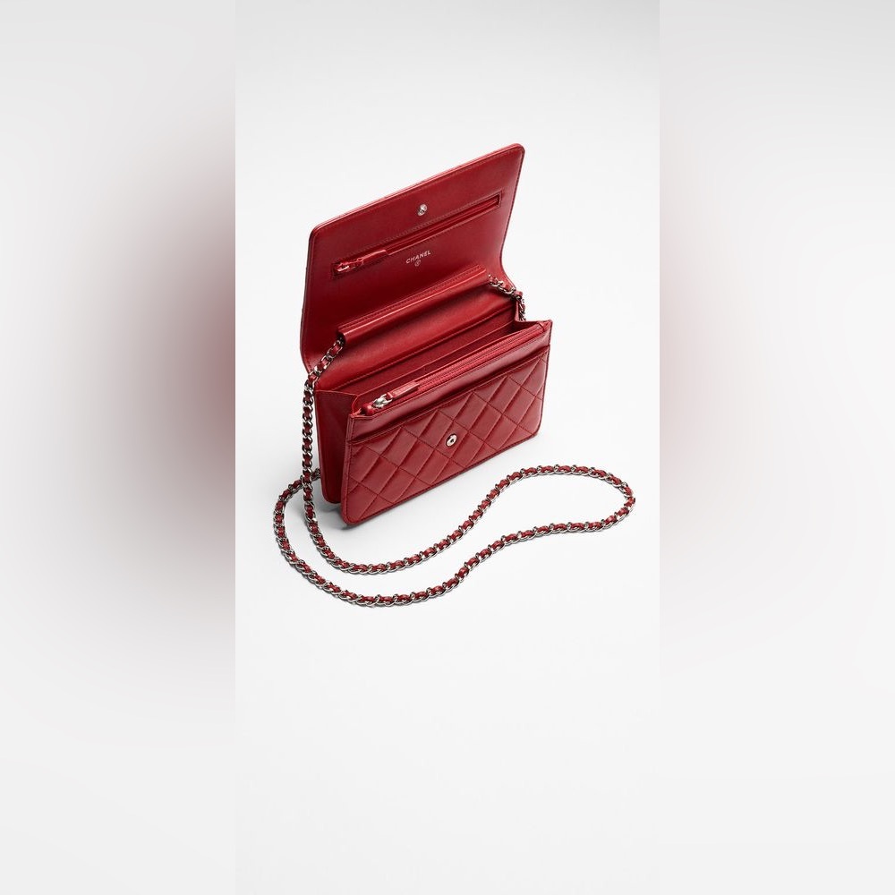 New! Authenticated Chanel CC Patent Leather CORAL RED MINI Bag SHW WOC - Picture 8 of 16
